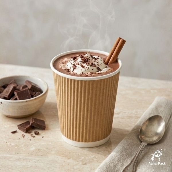 180 ML (6 oz) Kraft Ripple Wall Paper Cups Without Lid (Pack of 275) - Insulated Coffee & Beverage Cups