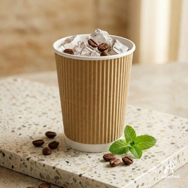 210 ML (7 oz) Kraft Ripple Wall Paper Cups Without Lid (Pack of 250) - Insulated Coffee & Beverage Cups