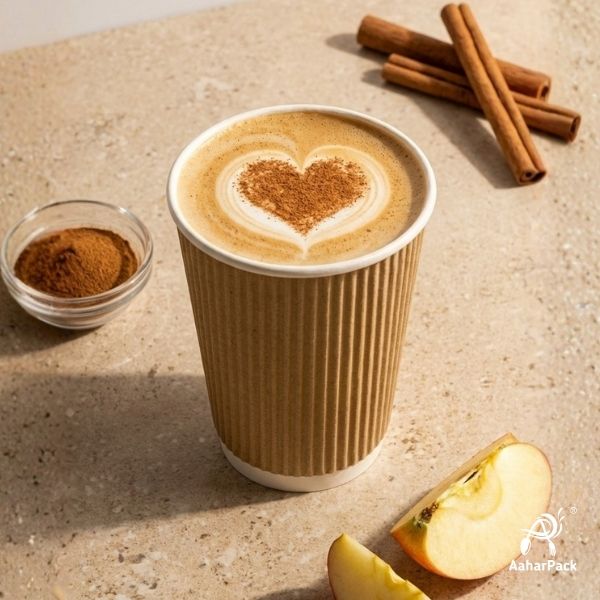 300 ML (10 oz) Kraft Ripple Wall Paper Cups Without Lid (Pack of 500) - Medium Bulk Insulated Coffee Cups