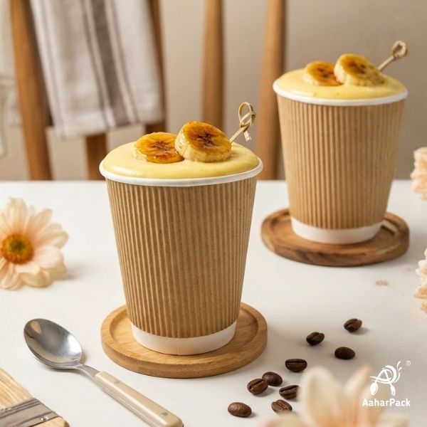 300 ML (10 oz) Kraft Ripple Wall Paper Cups Without Lid (Pack of 500) - Medium Bulk Insulated Coffee Cups