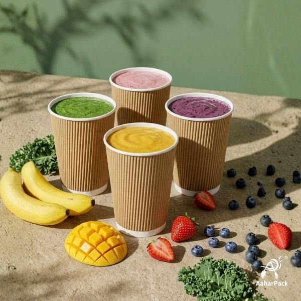 360 ML (12 oz) Kraft Ripple Wall Paper Cups Without Lid (Pack of 250) - Insulated Coffee & Beverage Cups