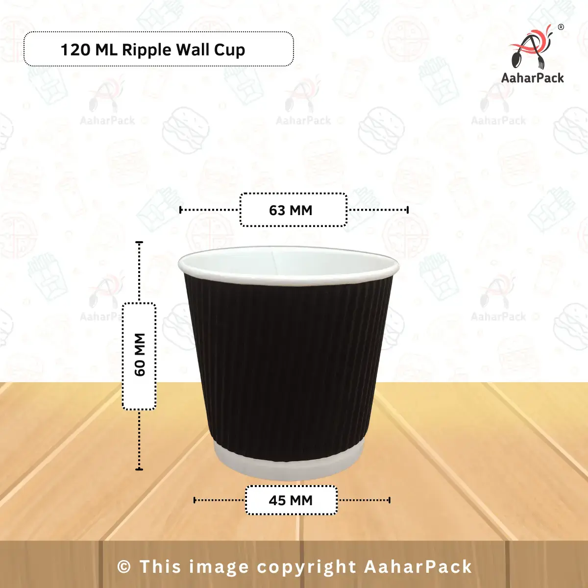 120 ML (4 oz) Black Ripple Wall Paper Cups with Lockable Black Lids (Pack of 300) - Spill-Proof Insulated Espresso & Tasting Cups