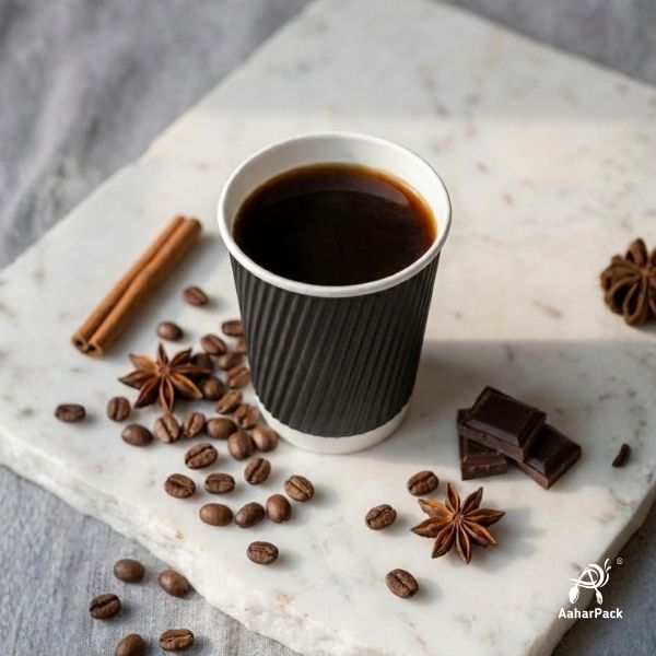 120 ML (4 oz) Black Ripple Wall Paper Cups Without Lid (Pack of 400) - Insulated Espresso & Tasting Cups