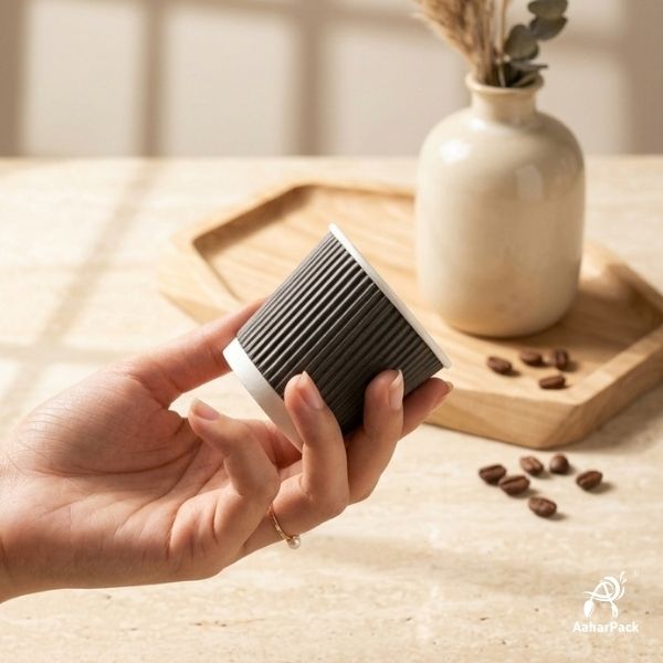 150 ML (5 oz) Black Ripple Wall Paper Cups Without Lid (Pack of 300) - Insulated Mid-Sized Coffee & Tasting Cups