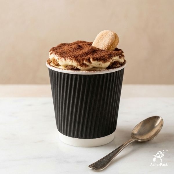 150 ML (5 oz) Black Ripple Wall Paper Cups Without Lid (Pack of 300) - Insulated Mid-Sized Coffee & Tasting Cups