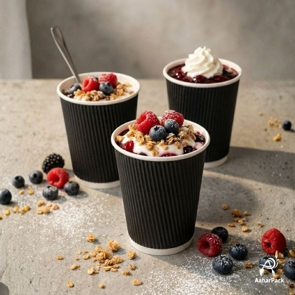 180 ML (6 oz) Black Ripple Wall Paper Cups Without Lid (Pack of 275) - Insulated Coffee & Beverage Cups