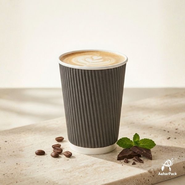210 ML (7 oz) Black Ripple Wall Paper Cups Without Lid (Pack of 250) - Insulated Coffee & Beverage Cups
