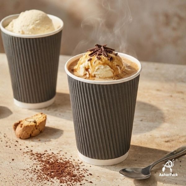 210 ML (7 oz) Black Ripple Wall Paper Cups Without Lid (Pack of 250) - Insulated Coffee & Beverage Cups