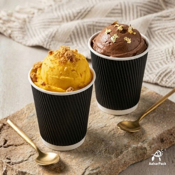 250 ML (8 oz) Black Ripple Wall Paper Cups Without Lid (Pack of 225) - Insulated Coffee & Beverage Cups