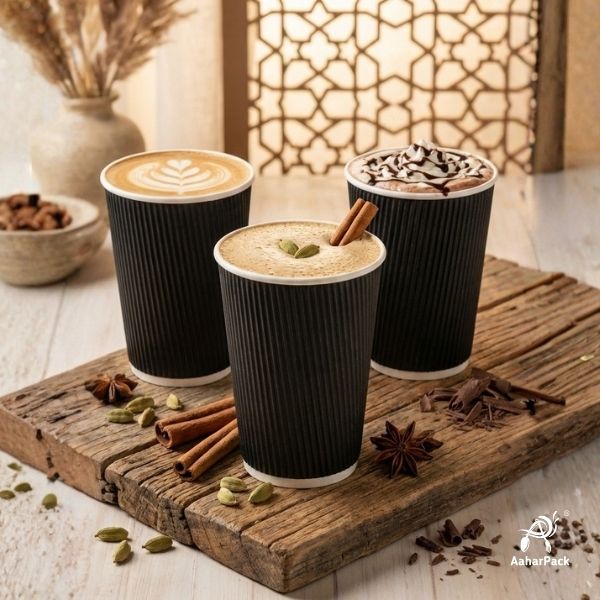 250 ML (8 oz) Black Ripple Wall Paper Cups Without Lid (Pack of 225) - Insulated Coffee & Beverage Cups
