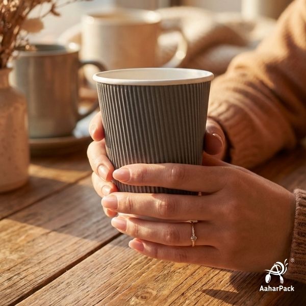 300 ML (10 oz) Black Ripple Wall Paper Cups Without Lid (Pack of 500) - Medium Bulk Insulated Coffee Cups