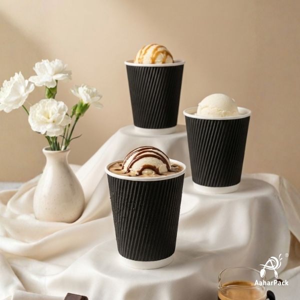 Black Ripple Wall Paper Cup without Lid