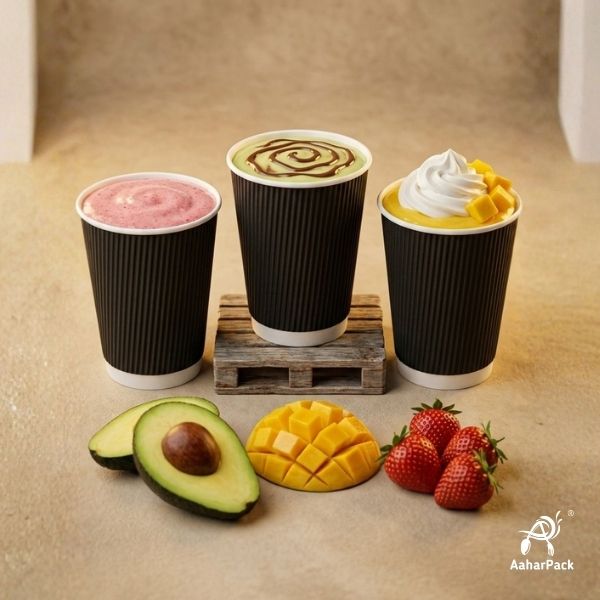 360 ML (12 oz) Black Ripple Wall Paper Cups Without Lid (Pack of 250) - Insulated Coffee & Beverage Cups