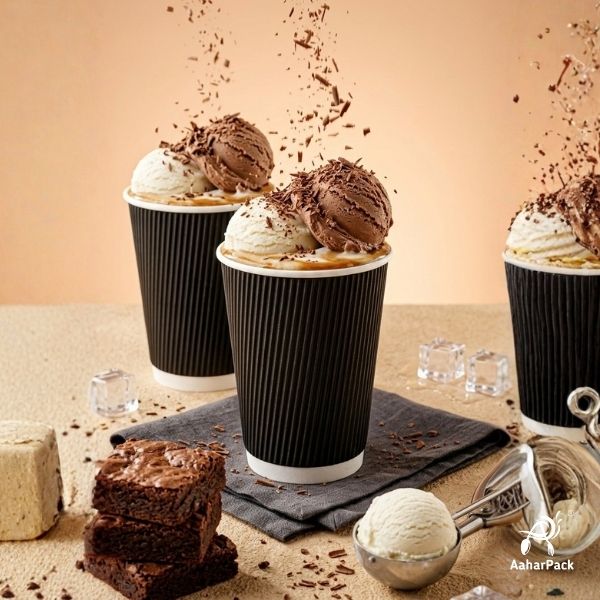 360 ML (12 oz) Black Ripple Wall Paper Cups Without Lid (Pack of 250) - Insulated Coffee & Beverage Cups