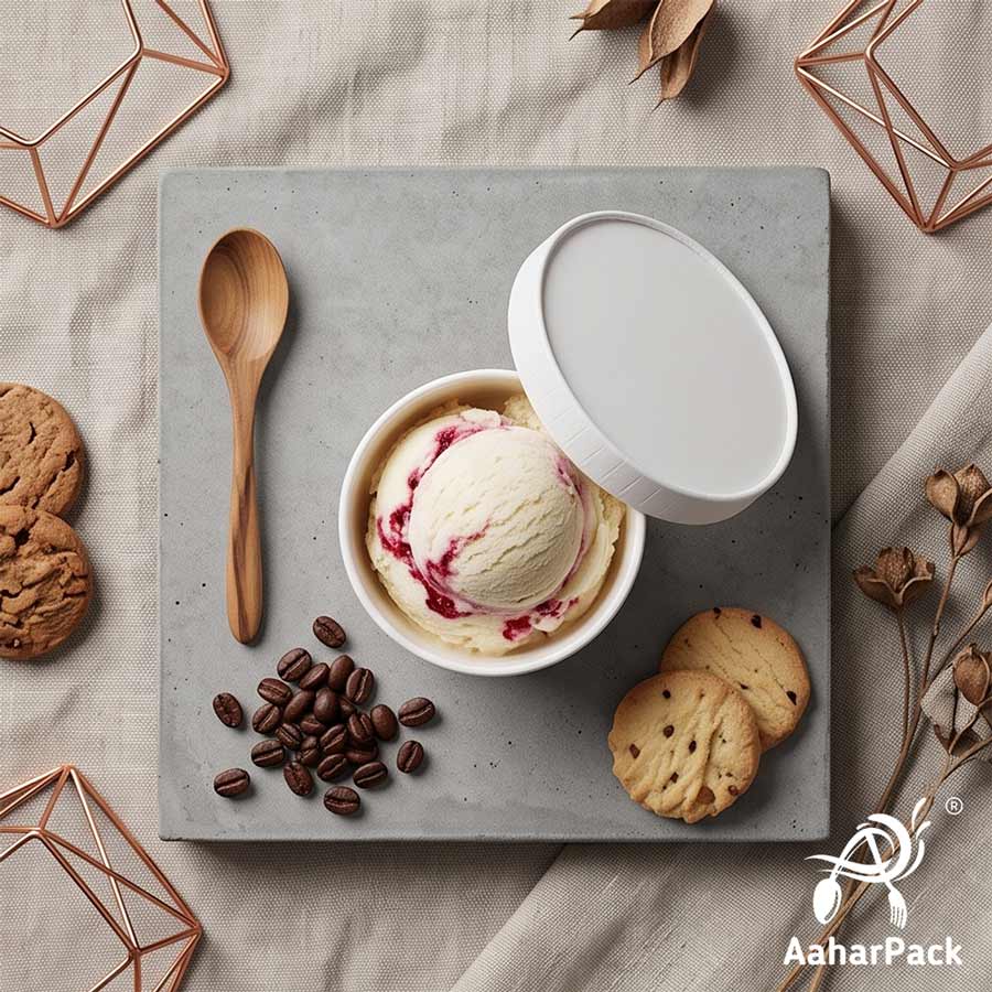 130 ML White Ice Cream Cups With Paper Lids (Pack of 250) - Eco-Friendly Takeaway Dessert Bowls