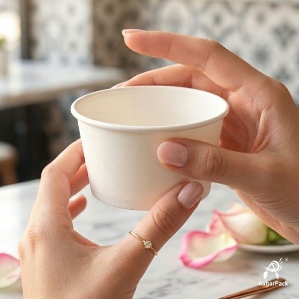 130 ML White Ice Cream Cups Without Lid (Pack of 450) - Bulk Disposable Paper Dessert Bowls