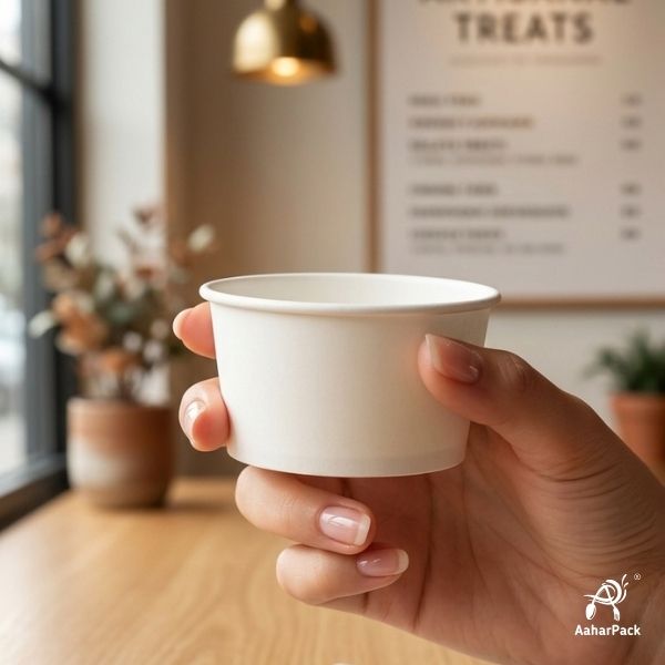 130 ML White Ice Cream Cups Without Lid (Pack of 450) - Bulk Disposable Paper Dessert Bowls