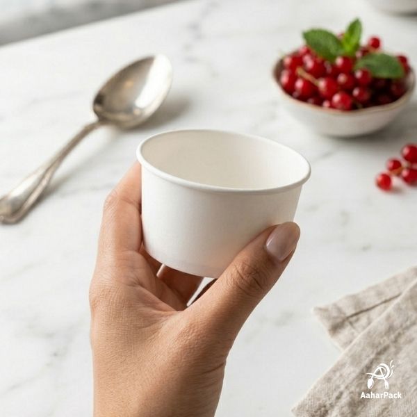 130 ML White Ice Cream Cups Without Lid (Pack of 450) - Bulk Disposable Paper Dessert Bowls