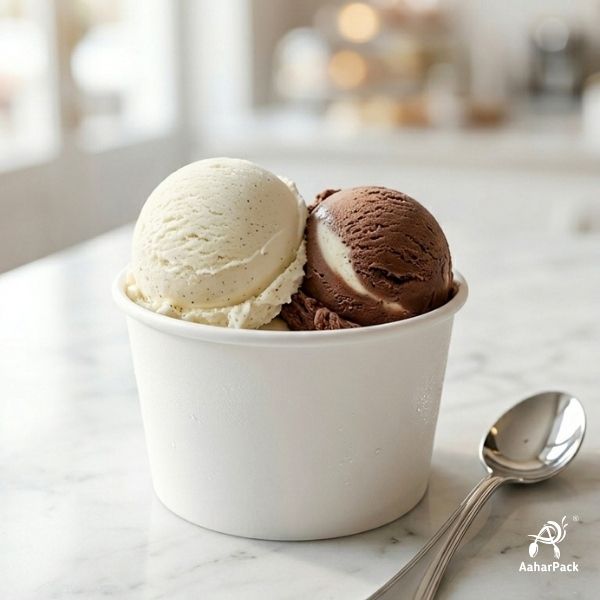 100 ML White Ice Cream Cups Without Lid (Pack of 500) - Bulk Disposable Paper Dessert Bowls