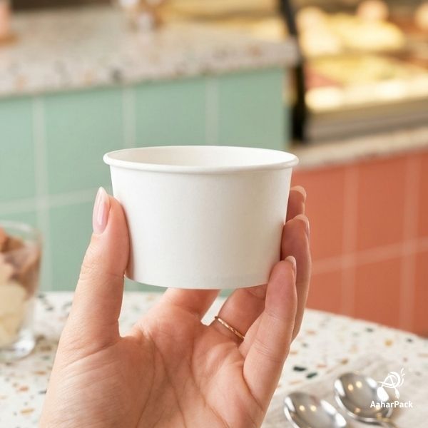 100 ML White Ice Cream Cups Without Lid (Pack of 500) - Bulk Disposable Paper Dessert Bowls