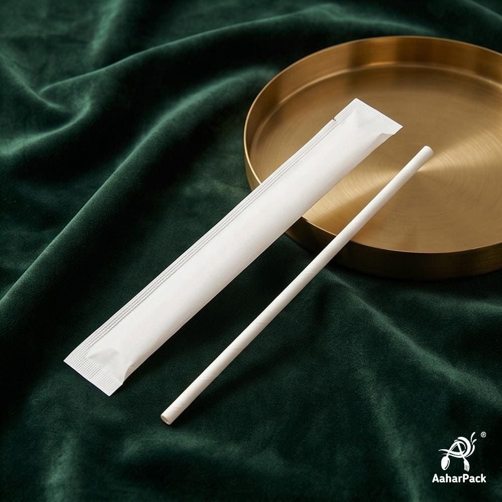 6mm White Individually Wrapped Paper Straws (Pack of 1200) - Food-Grade Sog-Resistant Biodegradable Drinking Straws for Cafes & Delivery