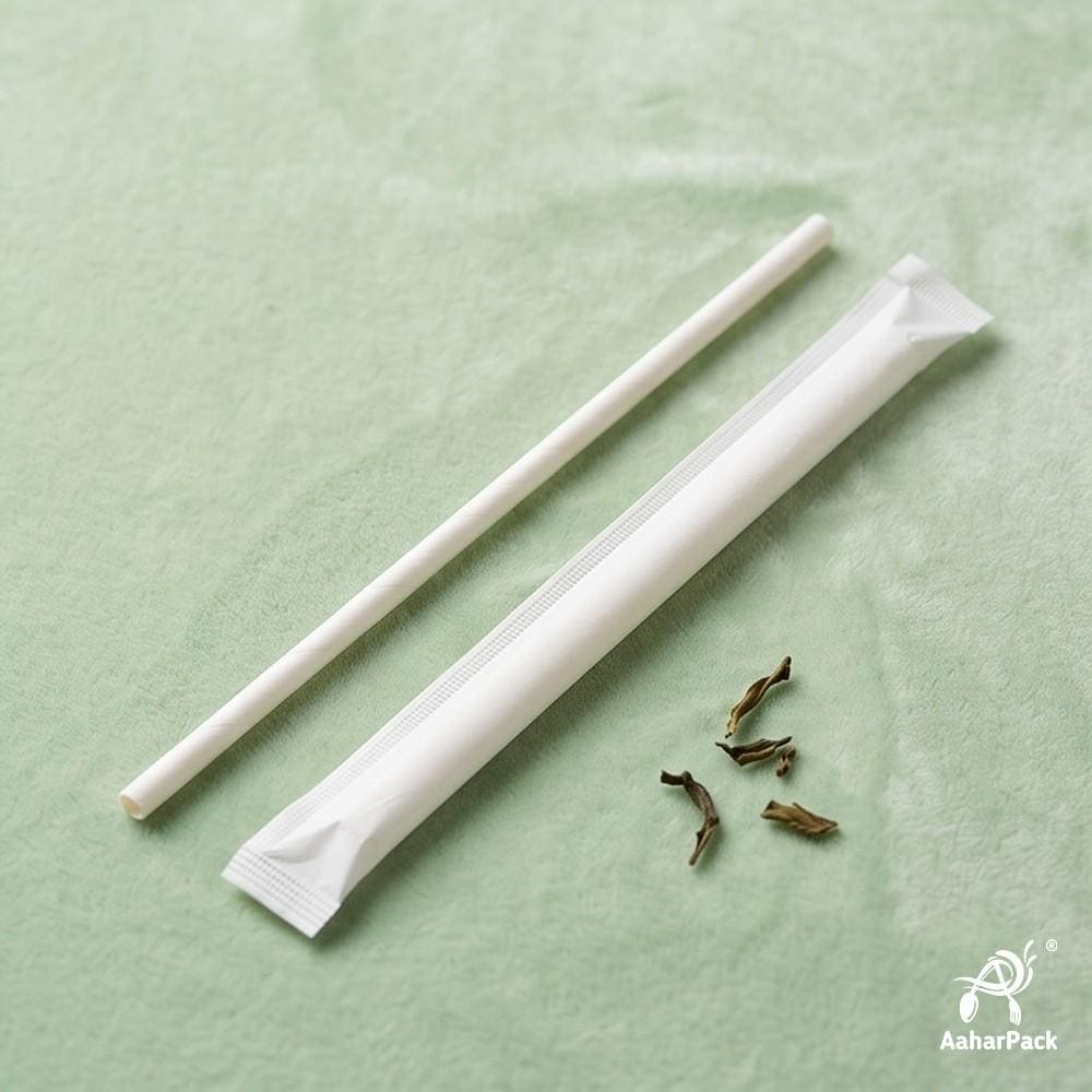 6mm White Individually Wrapped Paper Straws (Pack of 1200) - Food-Grade Sog-Resistant Biodegradable Drinking Straws for Cafes & Delivery