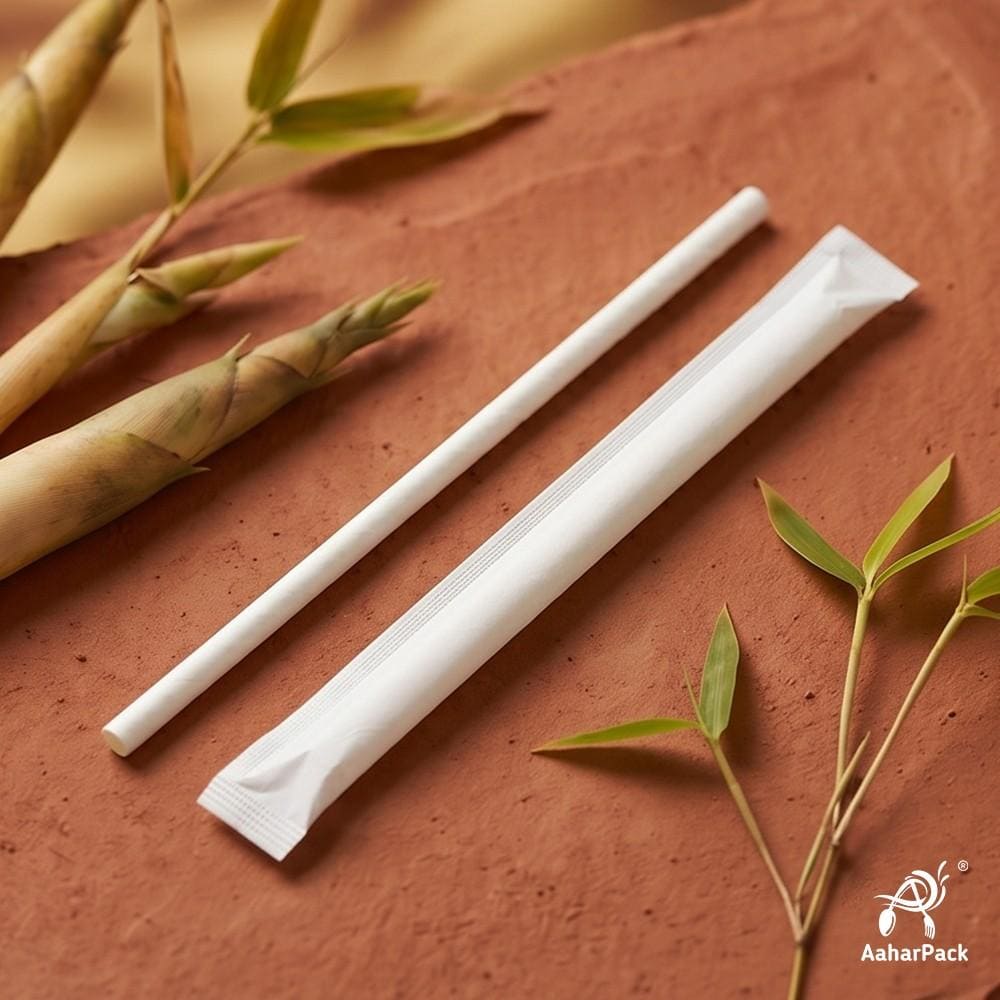 6mm White Individually Wrapped Paper Straws (Pack of 1200) - Food-Grade Sog-Resistant Biodegradable Drinking Straws for Cafes & Delivery