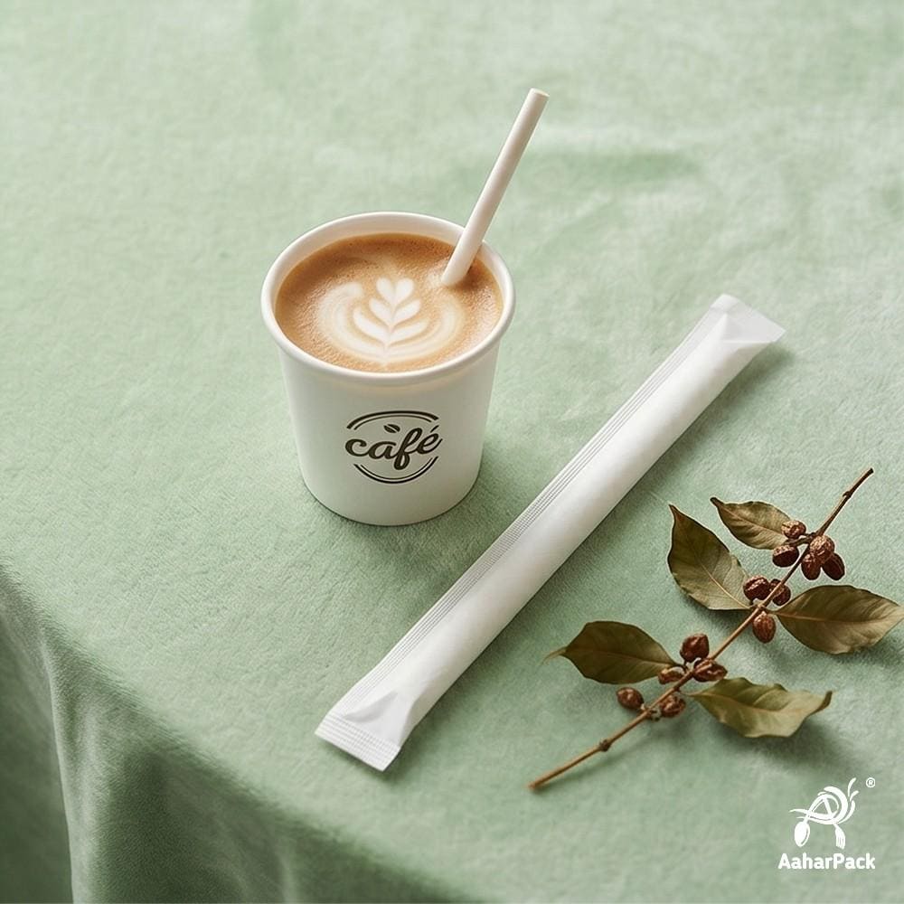 6mm White Individually Wrapped Paper Straws (Pack of 1200) - Food-Grade Sog-Resistant Biodegradable Drinking Straws for Cafes & Delivery