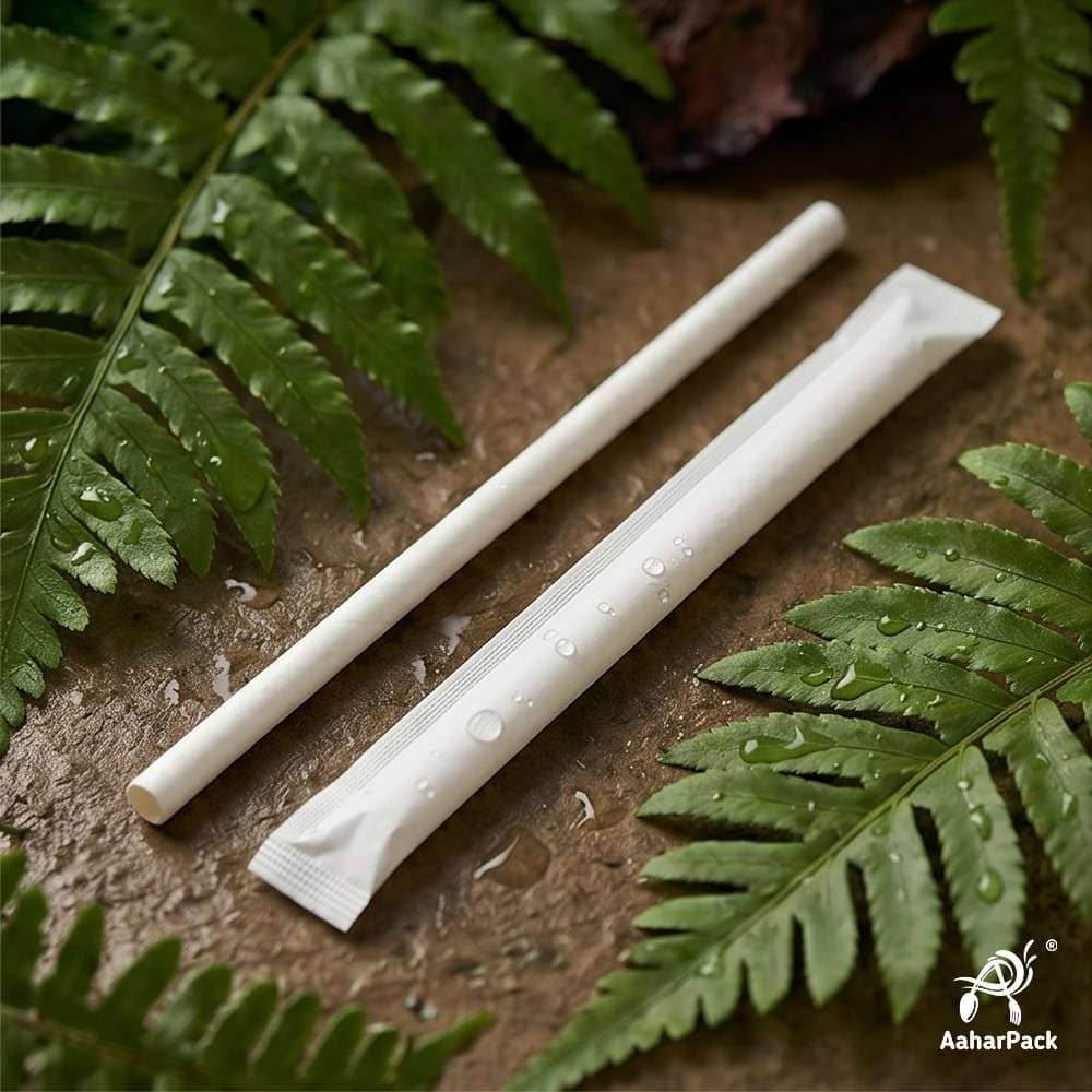8mm White Individually Wrapped Paper Straws (Pack of 1000) - Wide-Bore Sog-Resistant Biodegradable Straws for Smoothies, Shakes & Frappes