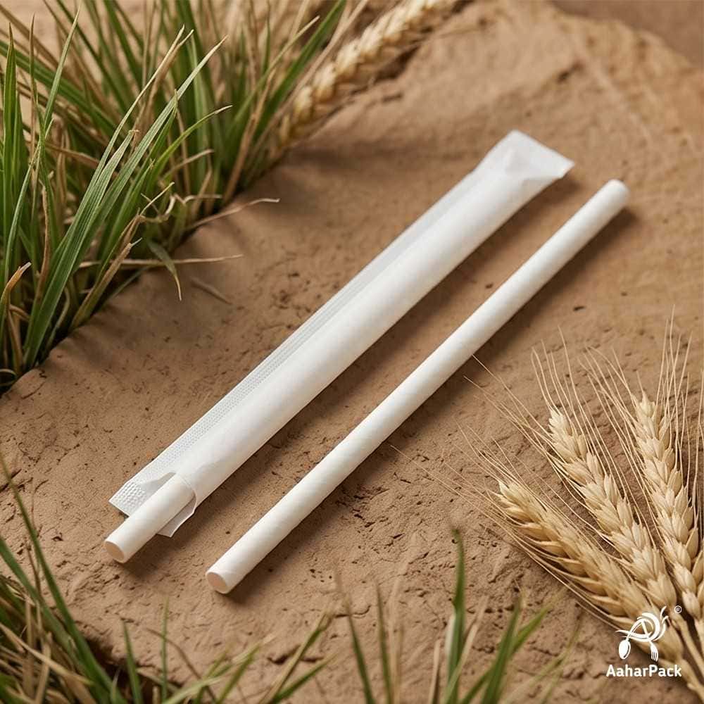 10mm White Individually Wrapped Paper Straws (Pack of 700) - Extra-Wide Boba & Thick Shake Biodegradable Drinking Straws for Cafes & Delivery