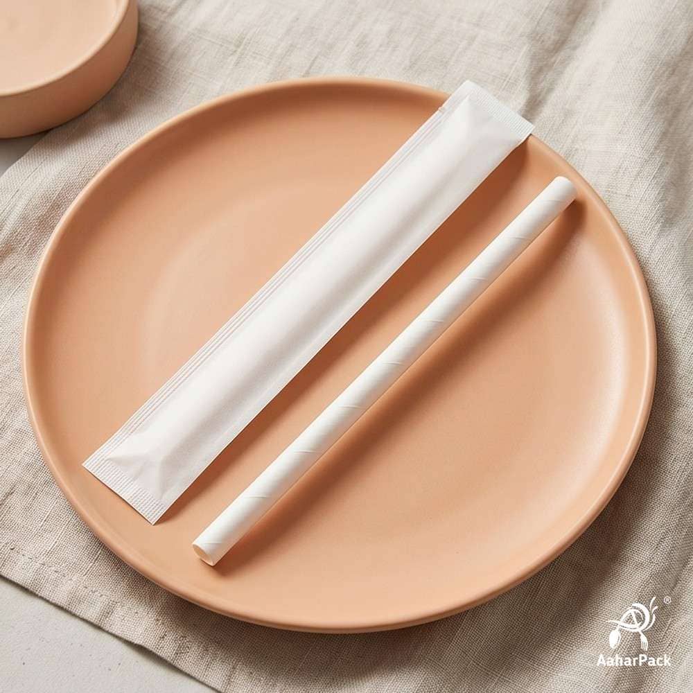 10mm White Individually Wrapped Paper Straws (Pack of 700) - Extra-Wide Boba & Thick Shake Biodegradable Drinking Straws for Cafes & Delivery
