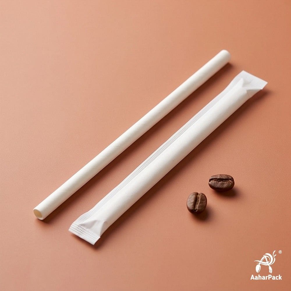 12mm White Individually Wrapped Paper Straws (Pack of 500) - Jumbo-Bore Boba & Thick Shake Biodegradable Drinking Straws for Cafes & Delivery