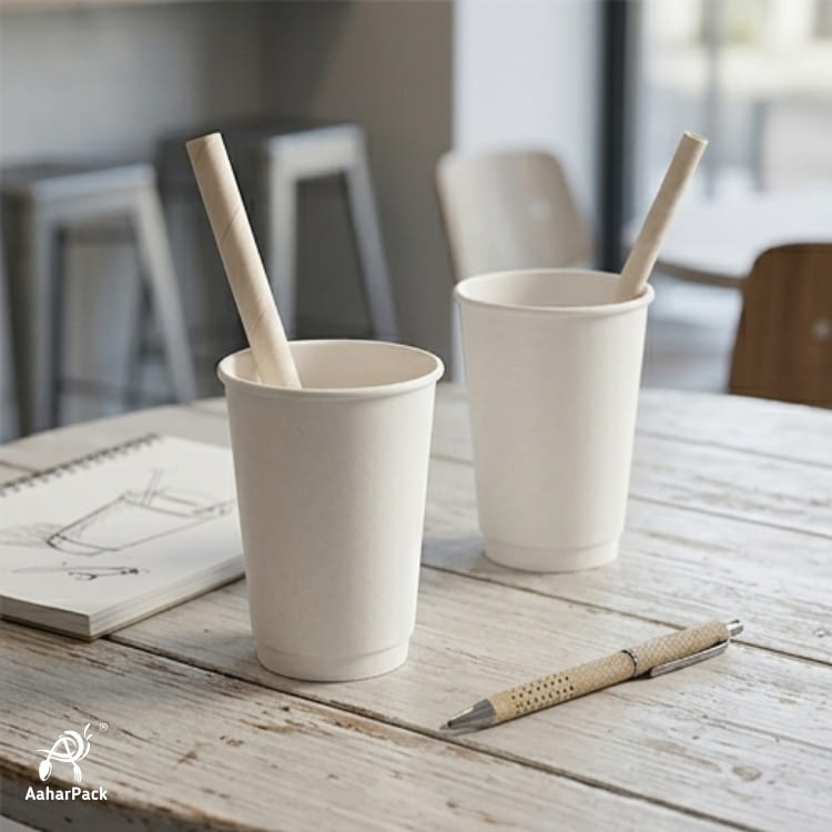 12mm White Paper Straws (Pack of 600) - Jumbo-Bore Unwrapped Bulk Biodegradable Drinking Straws for Boba, Chunky Shakes & Falooda