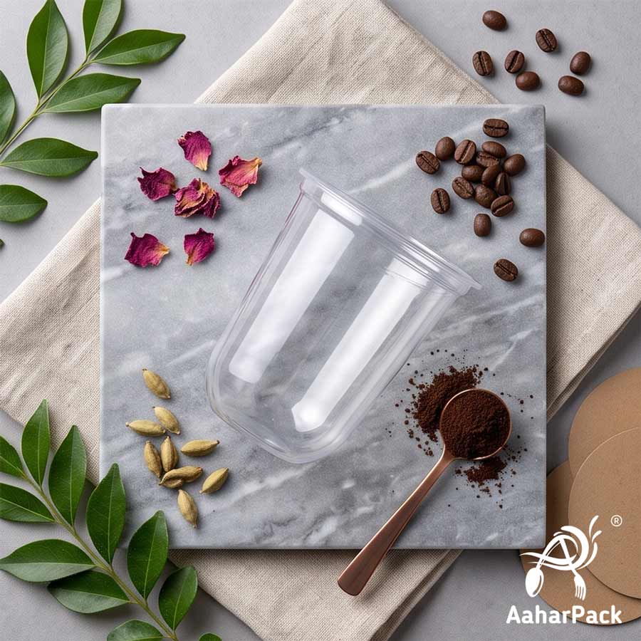 350 ML U-Shape Transparent PET Plastic Cold Cups Without Lid (Pack of 300) - Round Bottom Disposable Drinkware for Boba, Iced Coffee & Shakes