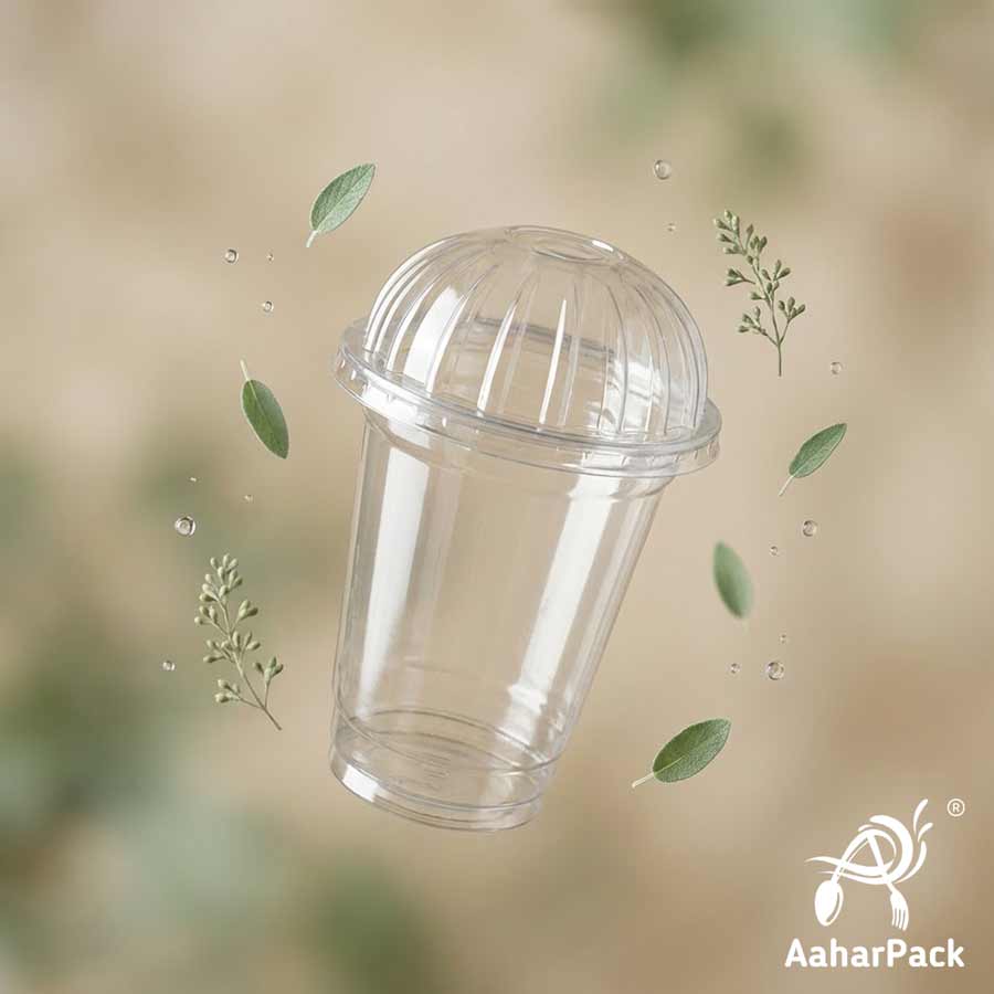 250 ML Transparent PET Plastic Cold Cups with Dome Lids (Pack of 250) - Crack-Resistant Dessert, Sundae & Iced Beverage Takeaway Cups