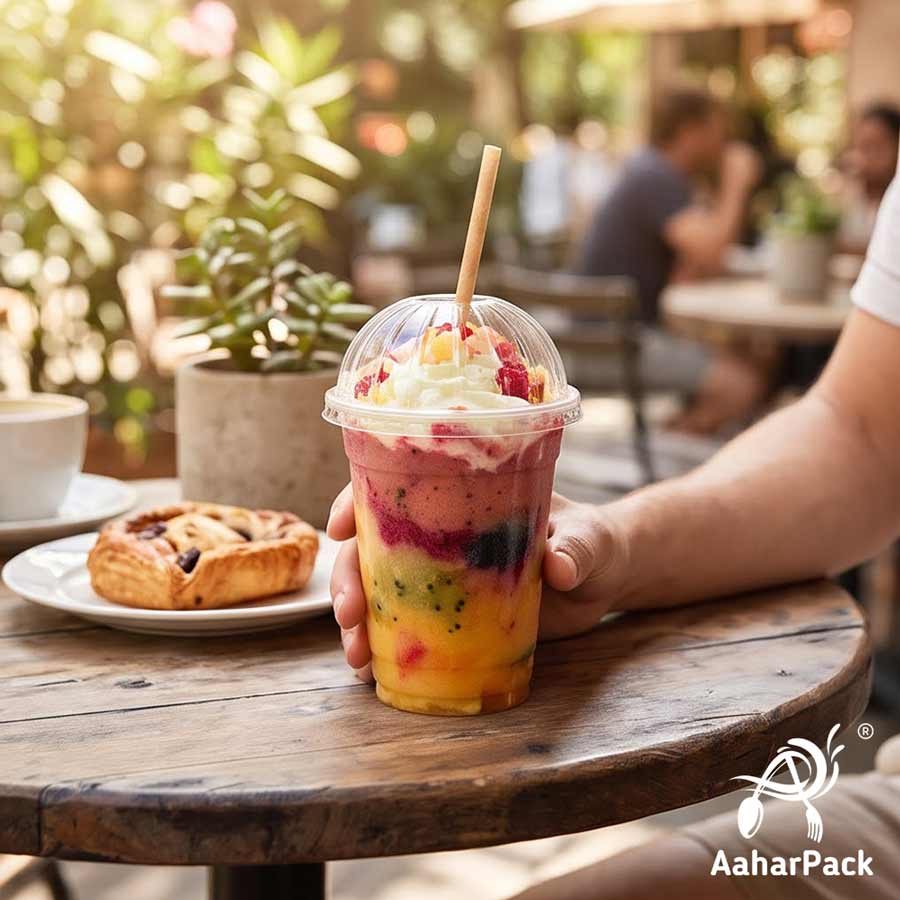 200 ML Transparent PET Plastic Cold Cups with Dome Lids (Pack of 250) - Crack-Resistant Small Dessert & Ice Cream Cups with High Clearance