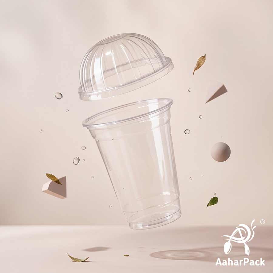 200 ML Transparent PET Plastic Cold Cups with Dome Lids (Pack of 250) - Crack-Resistant Small Dessert & Ice Cream Cups with High Clearance