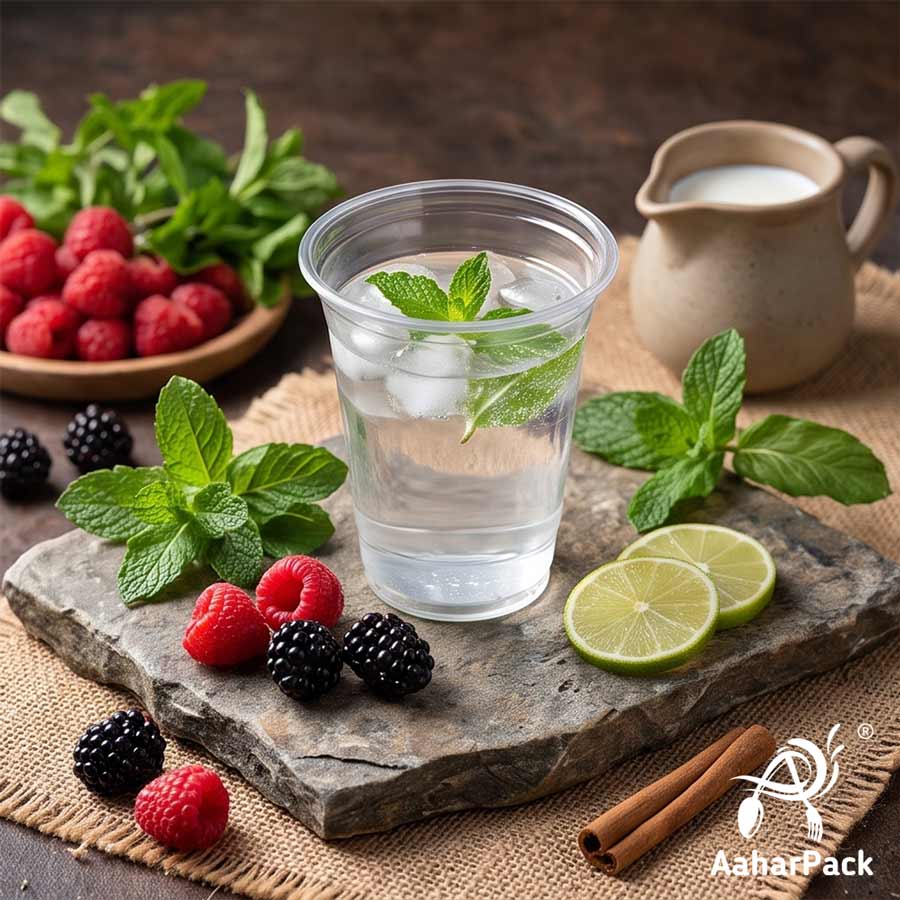 200 ML Transparent PET Plastic Cold Cups Without Lid (Pack of 450) - Crack-Resistant Disposable Small Dessert & Beverage Cups