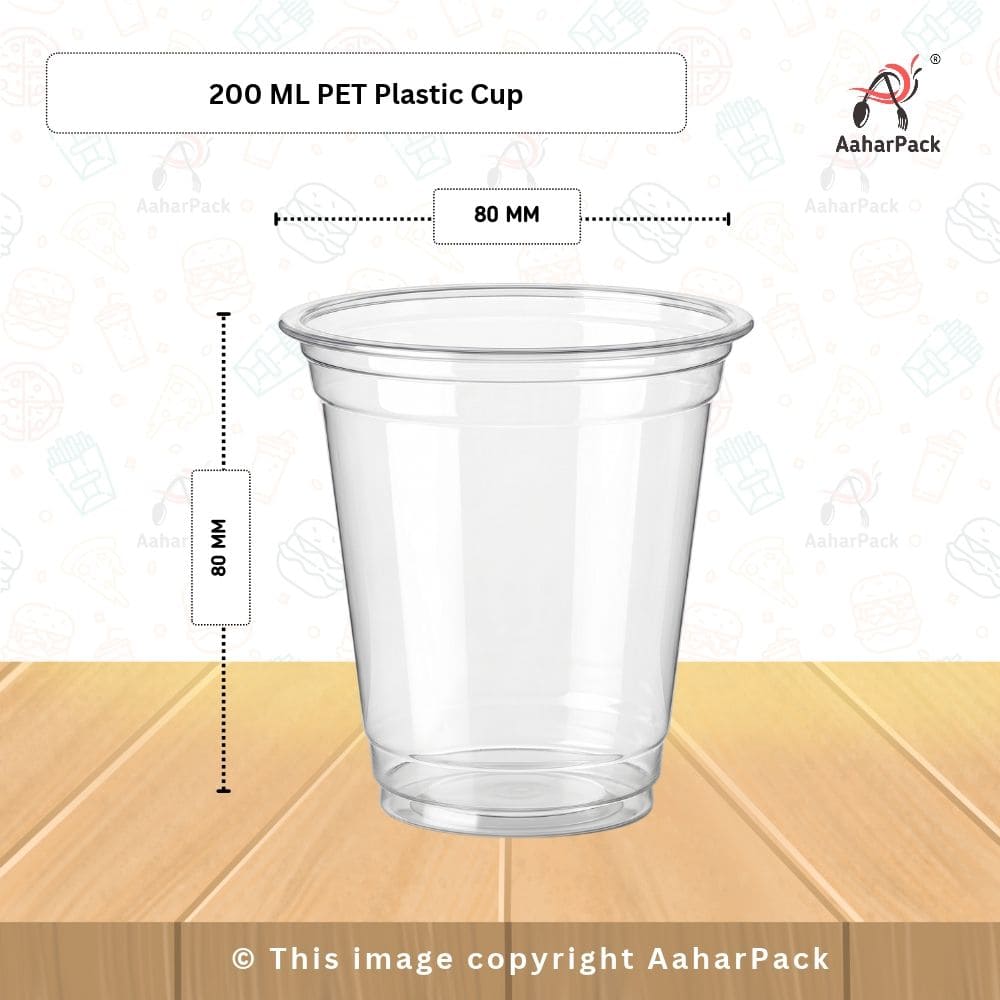 200 ML Transparent PET Plastic Cold Cups with Dome Lids (Pack of 250) - Crack-Resistant Small Dessert & Ice Cream Cups with High Clearance